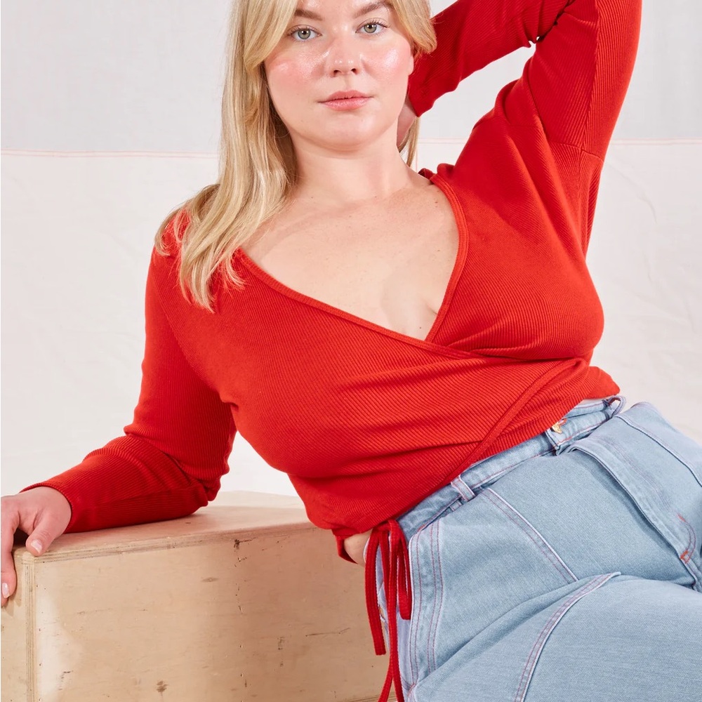Big Bud Press Long Sleeve Red Wrap Top